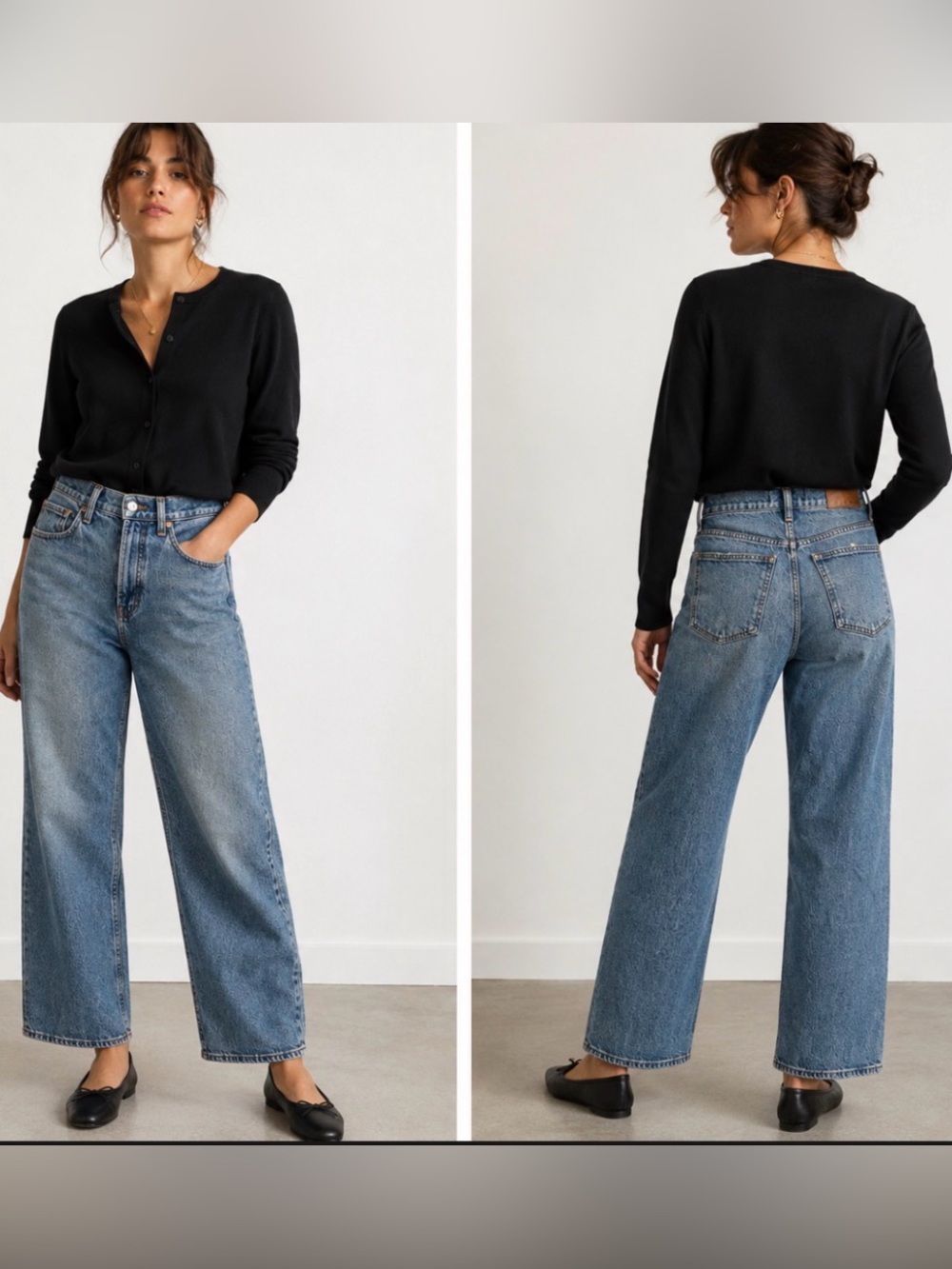 Madewell The Perfect Vintage Relaxed Wide-Leg Blue Washed Denim Jeans Size 25